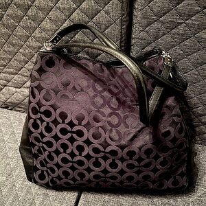 Coach Black and Purple Patterned Tote